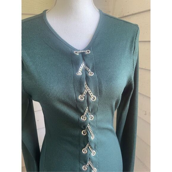 NWT Shane Justin Green Chain Lace Up mini  Dress 2XL Party - Picture 12 of 16
